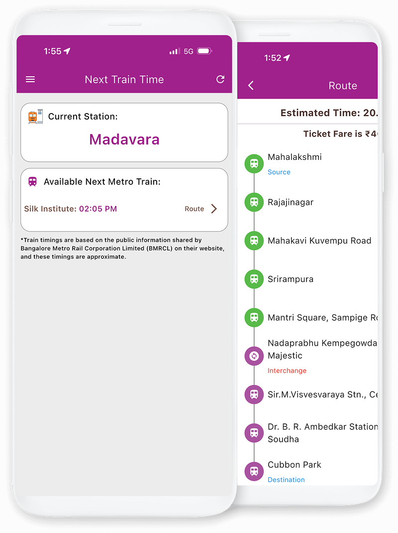 Bangalore Metro Timetable